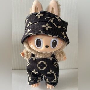 Black DESIGNER jumpsuit & HAT Labubu OUTFIT - Doll NOT Included